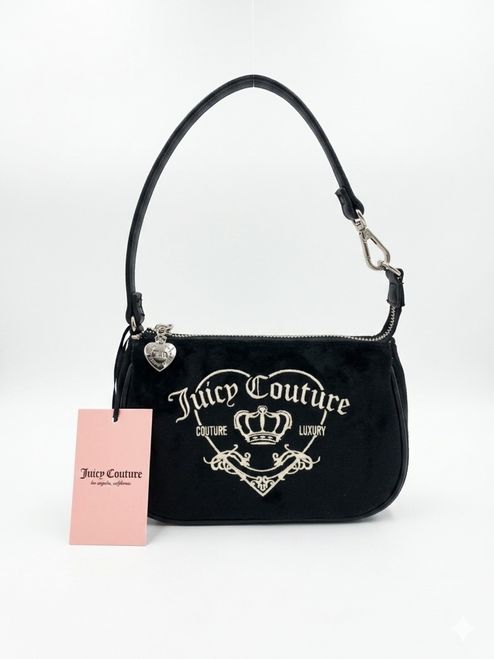 Juicy Couture Mini Black Velvet Logo Shoulder Bag NWT - Picture 3 of 10